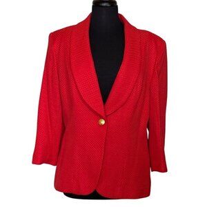Bob Mackie Studio Red Blazer w/3/4 Sleeve Length Rayon Blend Women's Size 14